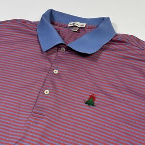 Peter Millar Burning Tree Golf Polo Shirt Mens XL Blue Red Stripe Short Sleeve